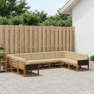 vidaXL Set de canapele de exterior cu pernă 9 pcs Natural și Bej imagine