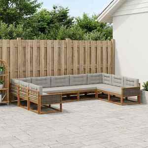 vidaXL Set de canapele de exterior 9 pcs Natural și gri deschis imagine
