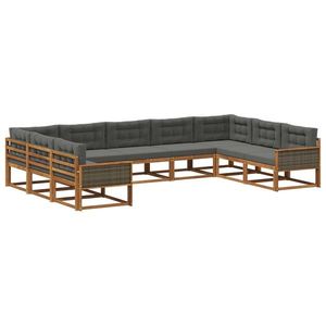 vidaXL Set de canapele de exterior cu pernă 9 pcs Natural și Antracit imagine
