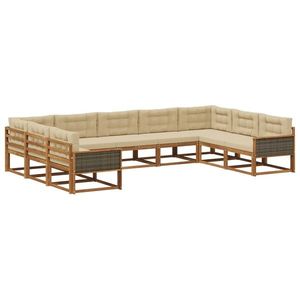 vidaXL Set de canapele de exterior cu pernă 9 pcs Natural și Bej imagine