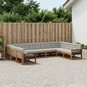 vidaXL Set de canapele de exterior 9 pcs Natural și gri deschis imagine