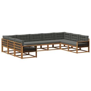 vidaXL Set de canapele de exterior cu pernă 9 pcs Natural și Antracit imagine