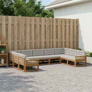 vidaXL Set de canapele de exterior 9 pcs Natural și gri deschis imagine