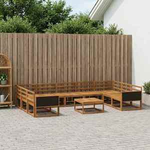 vidaXL Set de canapele de exterior 10 pcs natural Lemn Solid de Acacia imagine