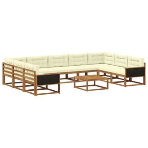 vidaXL Set de canapele de exterior cu pernă 10 pcs Natural și Crem imagine