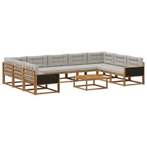 vidaXL Set de canapele de exterior 10 pcs Natural și gri deschis imagine