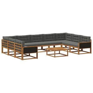 vidaXL Set de canapele de exterior cu pernă 10 pcs Natural și Antracit imagine