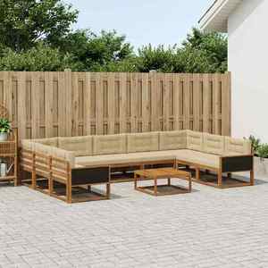 vidaXL Set de canapele de exterior cu pernă 10 pcs Natural și Bej imagine