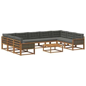 vidaXL Set de canapele de exterior cu pernă 10 pcs Natural și Antracit imagine