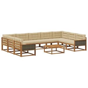 vidaXL Set de canapele de exterior cu pernă 10 pcs Natural și Bej imagine