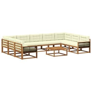 vidaXL Set de canapele de exterior cu pernă 10 pcs Natural și Crem imagine