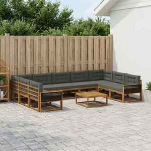 vidaXL Set de canapele de exterior cu pernă 10 pcs Natural și Antracit imagine