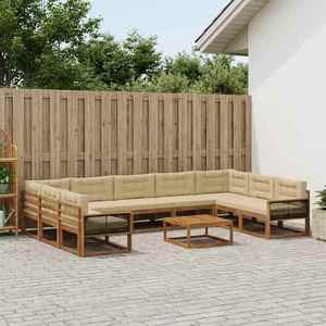 vidaXL Set de canapele de exterior cu pernă 10 pcs Natural și Bej imagine