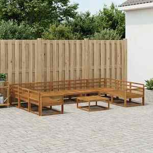 vidaXL Set de canapele de exterior 10 pcs natural Lemn Solid de Acacia imagine