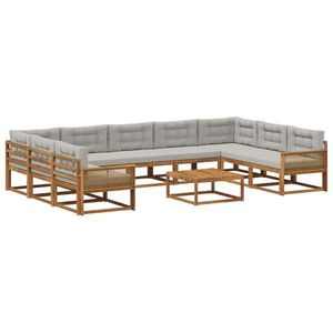 vidaXL Set de canapele de exterior 10 pcs Natural și gri deschis imagine