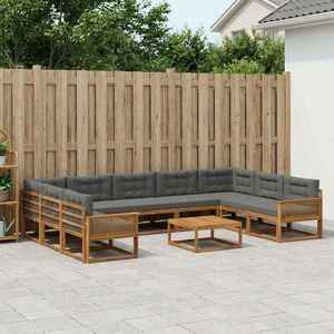 vidaXL Set de canapele de exterior cu pernă 10 pcs Natural și Antracit imagine