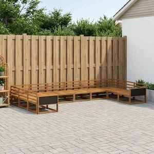 vidaXL Set de canapele de exterior 10 pcs natural Lemn Solid de Acacia imagine