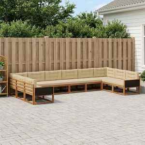 vidaXL Set de canapele de exterior cu pernă 10 pcs Natural și Bej imagine