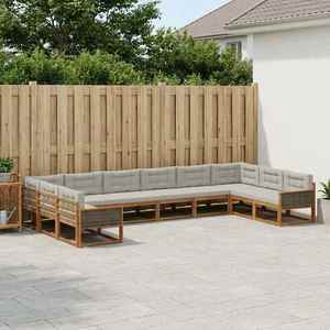 vidaXL Set de canapele de exterior 10 pcs Natural și gri deschis imagine