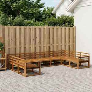 vidaXL Set de canapele de exterior 10 pcs natural Lemn Solid de Acacia imagine