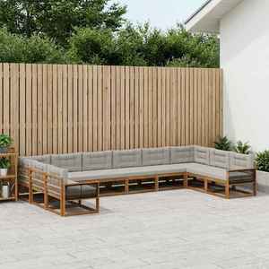 vidaXL Set de canapele de exterior 10 pcs Natural și gri deschis imagine