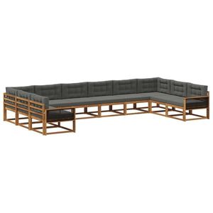 vidaXL Set de canapele de exterior cu pernă 10 pcs Natural și Antracit imagine