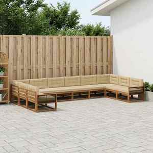 vidaXL Set de canapele de exterior cu pernă 10 pcs Natural și Bej imagine