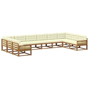 vidaXL Set de canapele de exterior cu pernă 10 pcs Natural și Crem imagine