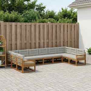 vidaXL Set de canapele de exterior 10 pcs Natural și gri deschis imagine
