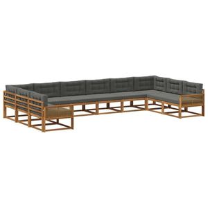 vidaXL Set de canapele de exterior cu pernă 10 pcs Natural și Antracit imagine