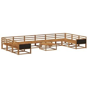 vidaXL Set de canapele de exterior 11 pcs natural Lemn Solid de Acacia imagine