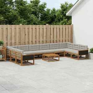 vidaXL Set de canapele de exterior 11 pcs Natural și gri deschis imagine