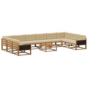 vidaXL Set de canapele de exterior cu pernă 11 pcs Natural și Bej imagine