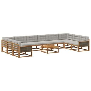 vidaXL Set de canapele de exterior 11 pcs Natural și gri deschis imagine