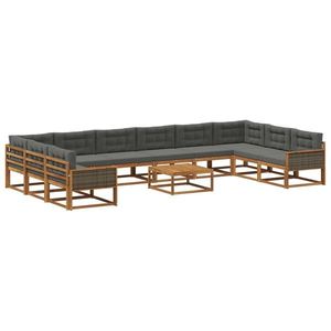vidaXL Set de canapele de exterior cu pernă 11 pcs Natural și Antracit imagine