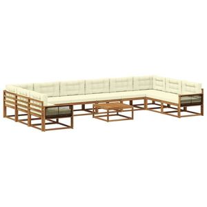 vidaXL Set de canapele de exterior cu pernă 11 pcs Natural și Crem imagine