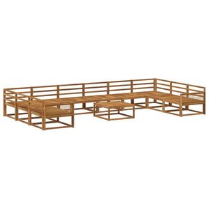 vidaXL Set de canapele de exterior 11 pcs natural Lemn Solid de Acacia imagine