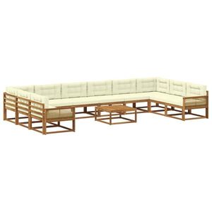 vidaXL Set de canapele de exterior cu pernă 11 pcs Natural și Crem imagine