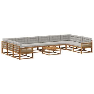 vidaXL Set de canapele de exterior 11 pcs Natural și gri deschis imagine