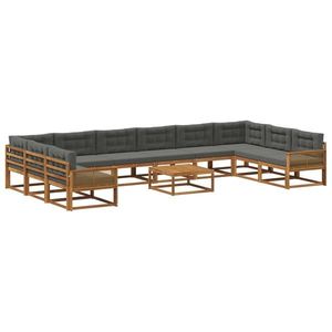 vidaXL Set de canapele de exterior cu pernă 11 pcs Natural și Antracit imagine