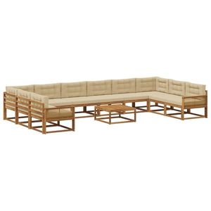 vidaXL Set de canapele de exterior cu pernă 11 pcs Natural și Bej imagine