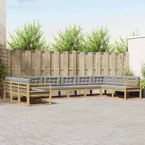 vidaXL Set de canapele de exterior cu pernă 10 pcs Alb și gri deschis imagine