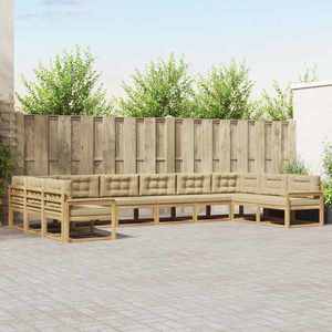 vidaXL Set de canapele de exterior cu pernă 10 pcs Alb și Bej imagine