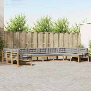 vidaXL Set de canapele de exterior cu pernă 10 pcs Alb și gri deschis imagine
