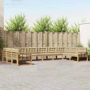 vidaXL Set de canapele de exterior cu pernă 10 pcs Alb și Bej imagine