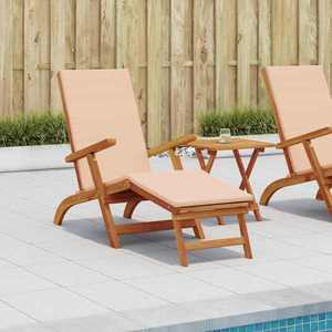 vidaXL Șezlong pliabil și culisant 2 pcs Bej Lemn Solid de Acacia imagine