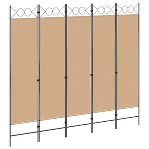 vidaXL Separator de cameră cu 5 panouri Bej 200 x 180 cm Țesătură imagine