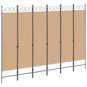 vidaXL Paravan cu 6 panouri Bej 240 x 180 cm Țesătură imagine