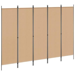 vidaXL Separator de cameră cu 5 panouri Bej 250 x 180 cm Țesătură imagine
