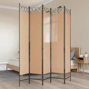 vidaXL Separator de cameră cu 5 panouri Bej 200 x 200 cm Țesătură imagine